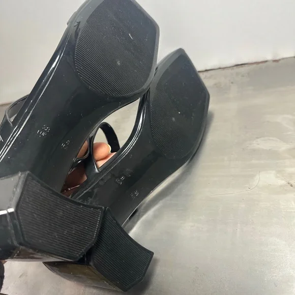 NEW Jeffrey Campbell Block Heel Slide Sandal Jelly Strappy Square Toe Jamm Black - Picture 7 of 10